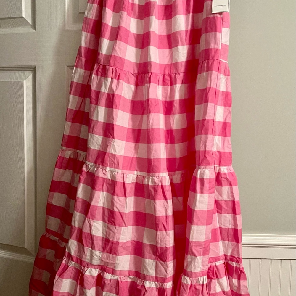 Red Dress Aura buffalo pink white gingham maxi skirt